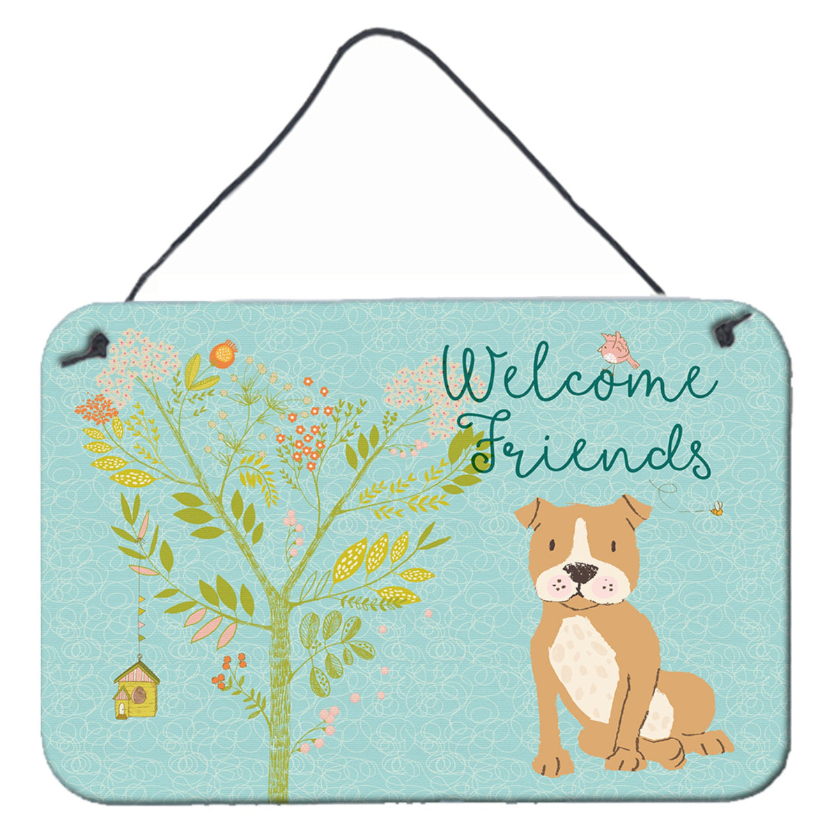 CarolineS Treasures Welcome Friends Brown Staffie Metal Print, 8Hx12W, Multicolor