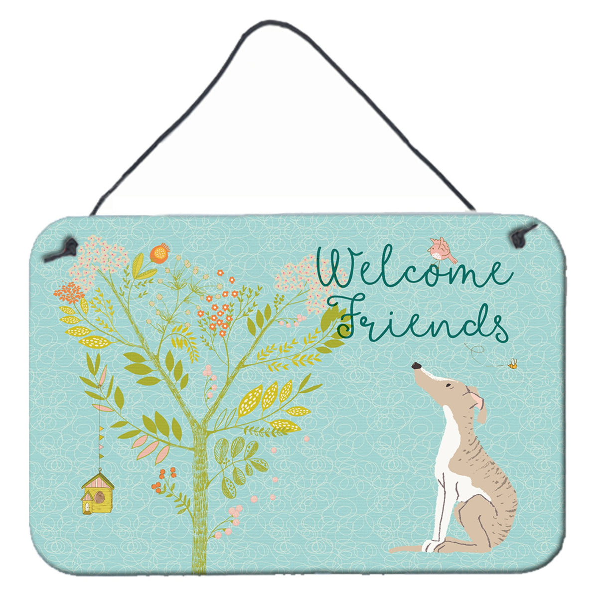 CarolineS Treasures Welcome Friends Whippet Metal Print, 8 Inch  Inch  H X 12 Inch  Inch  W