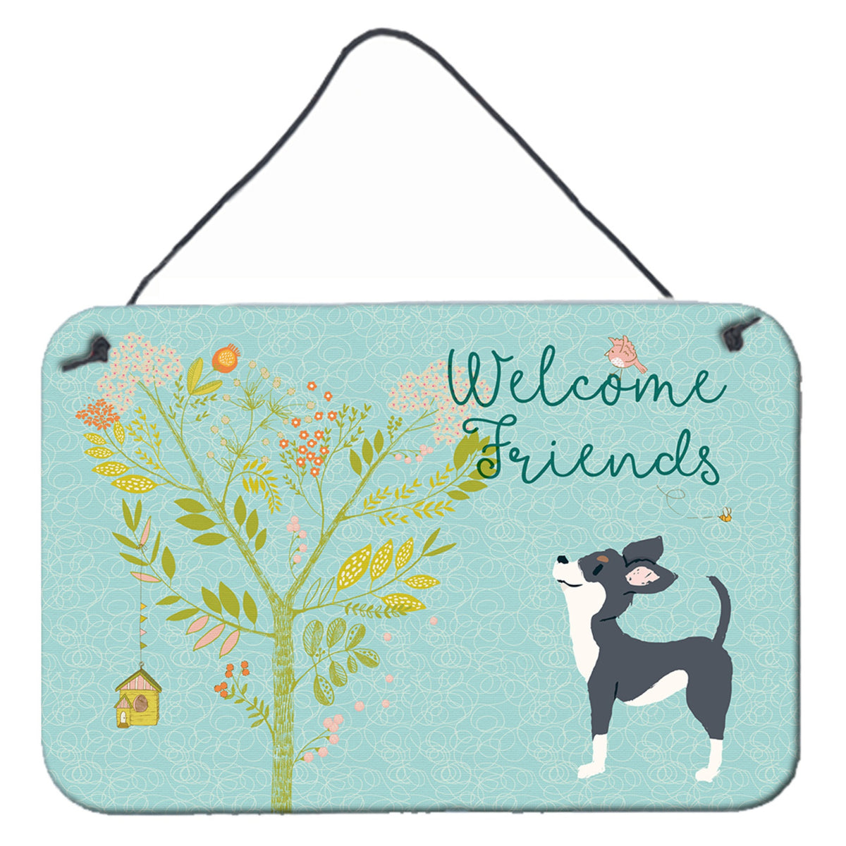 CarolineS Treasures Welcome Friends Black White Chihuahua Metal Print, 8Hx12W