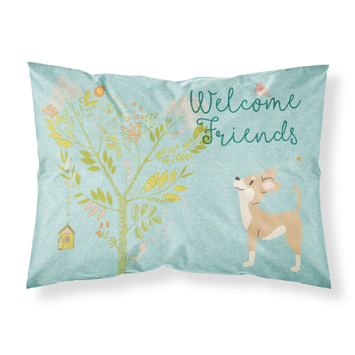 'Caroline'S Treasures Welcome Friends Brown White Chihuahua Pillowcase, Standard'