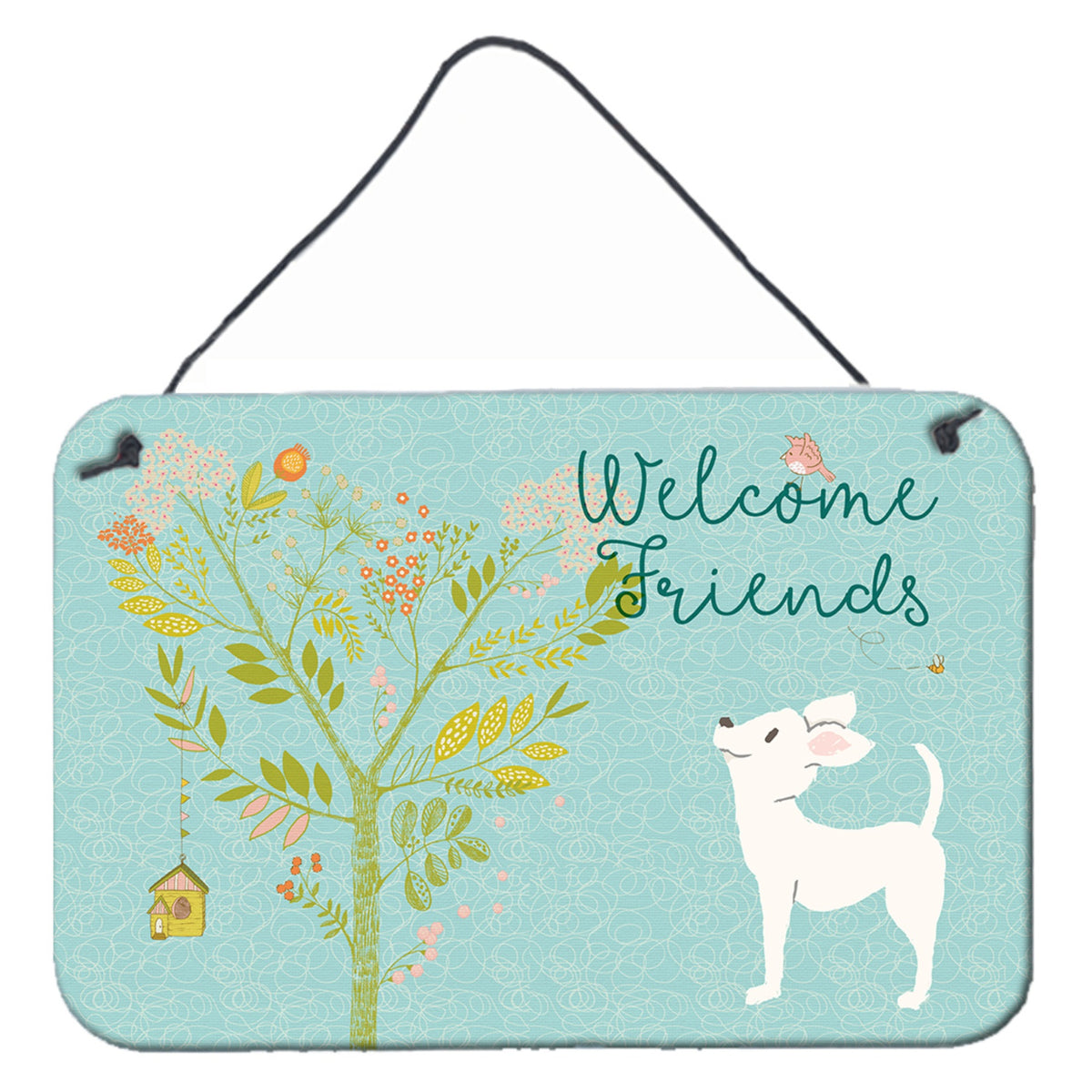 CarolineS Treasures Welcome Friends White Chihuahua Metal Print, 8Hx12W
