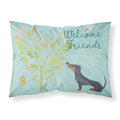'Caroline'S Treasures ''Welcome Friends Black Tan Dachshund'' Printed, Polyester Envelope Closure Pillowcase, Standard, Mul