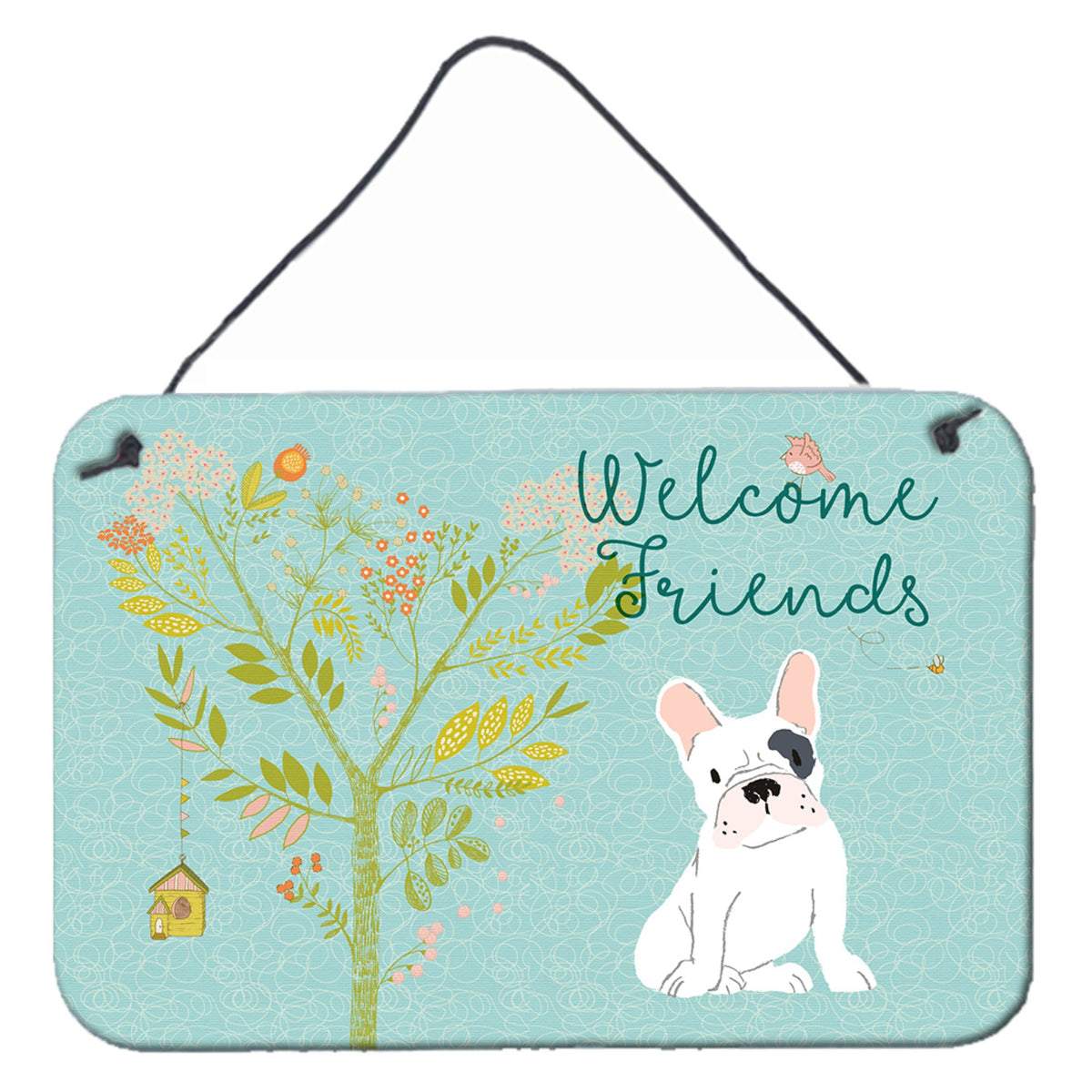CarolineS Treasures Welcome Friends Piebald French Bulldog Metal Print, 8Hx12W, Multicolor