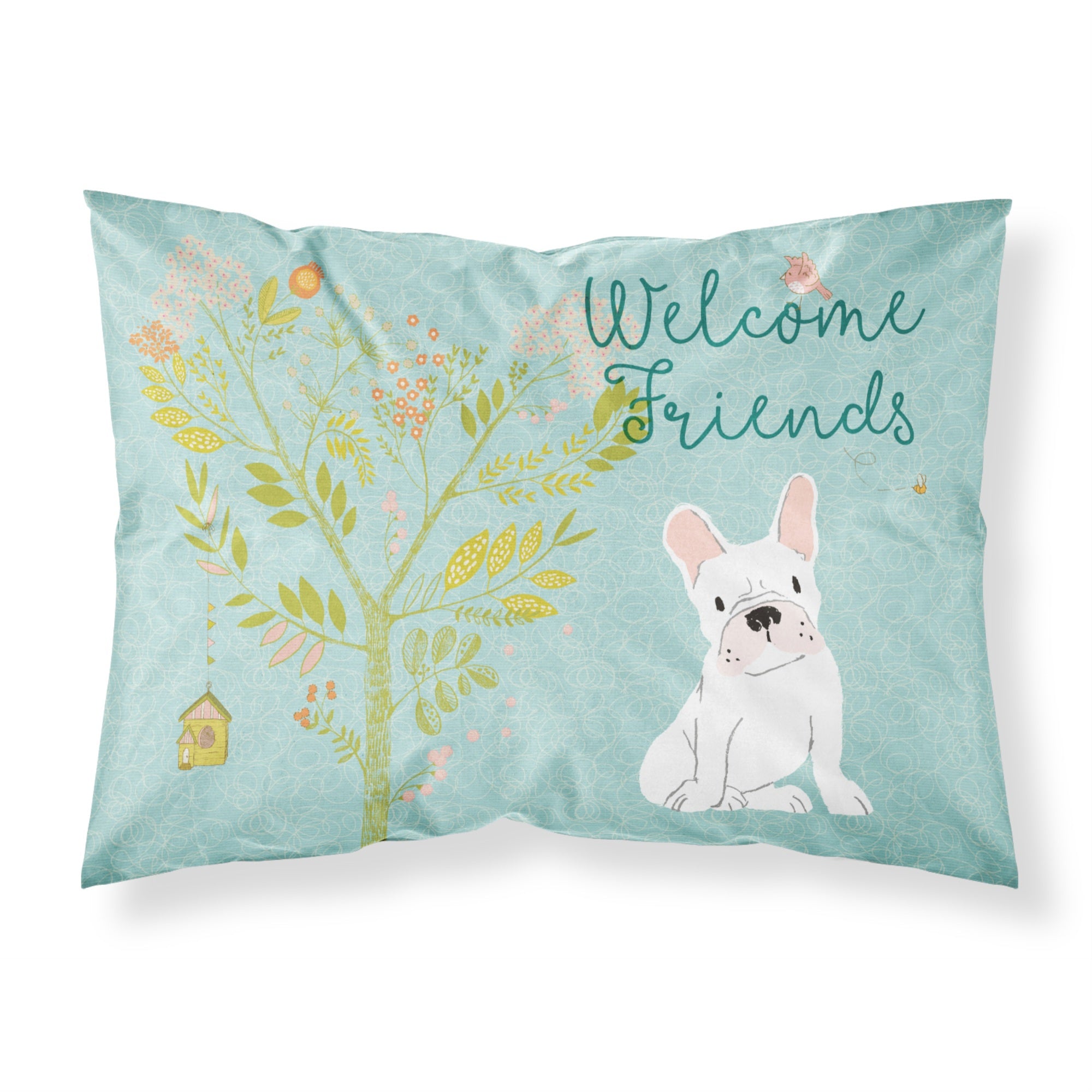 'Caroline'S Treasures Welcome Friends White French Bulldog Printed, Polyester, 250 Thread Count, Envelope Closure Pillowcase, S