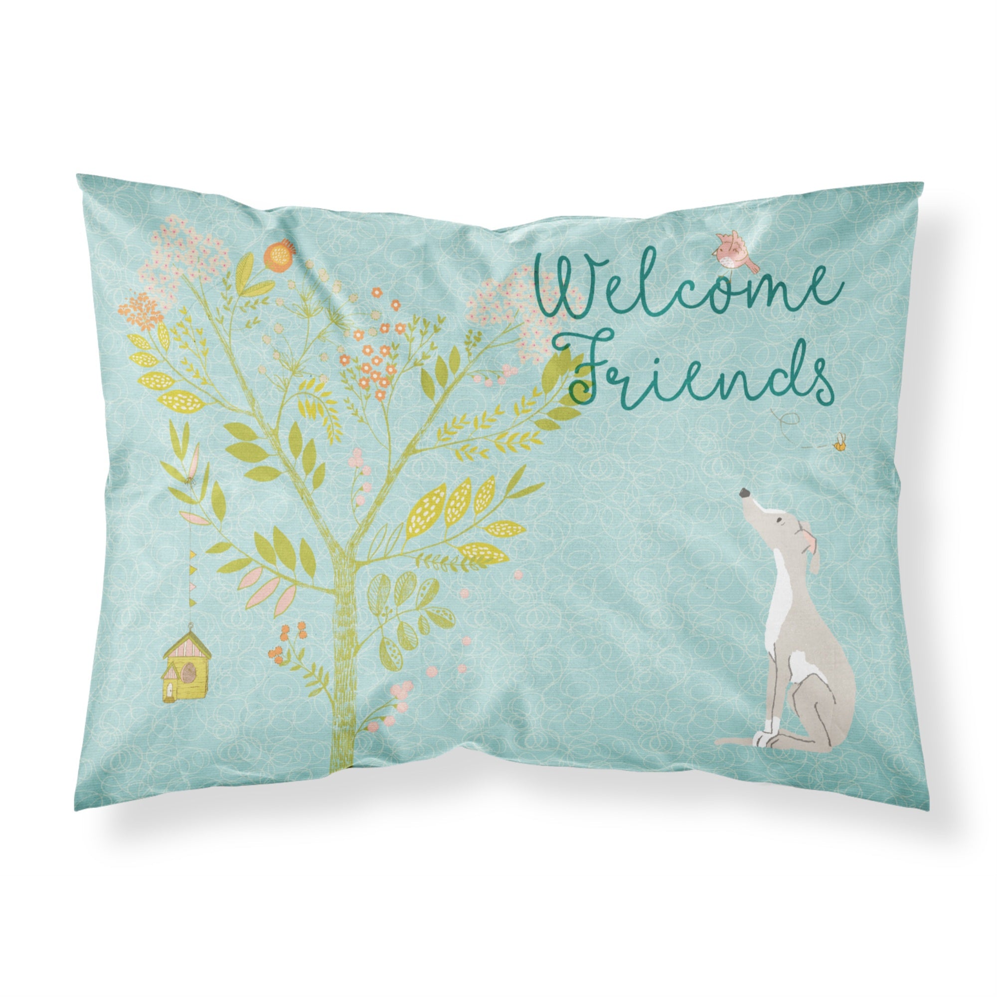'Caroline'S Treasures Welcome Friends Italian Greyhound Printed, Polyester, 250 Thread Count, Envelope Closure Pillowcase, Stan