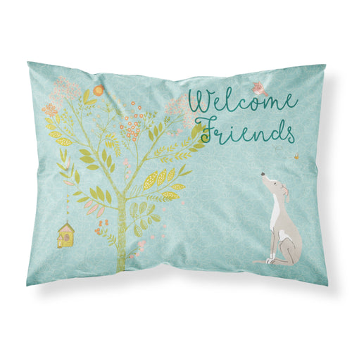 'Caroline'S Treasures Welcome Friends Italian Greyhound Printed, Polyester, 250 Thread Count, Envelope Closure Pillowcase, Stan