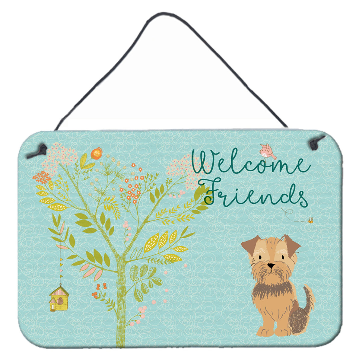 CarolineS Treasures Welcome Friends Yorkie Natural Ears Metal Print, 8Hx12W