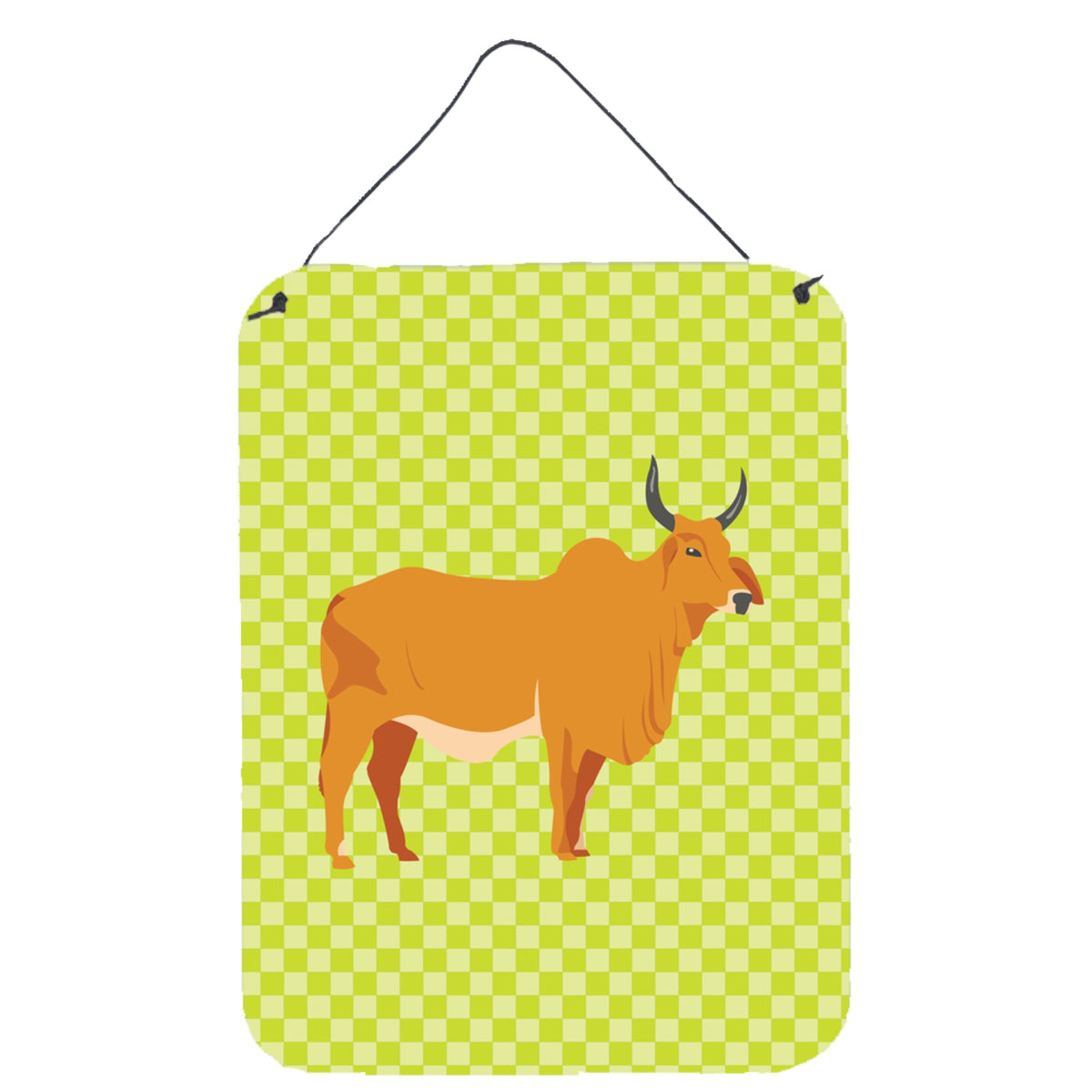 CarolineS Treasures Zebu Indicine Cow Green Metal Print, 16Hx12W, Multicolor