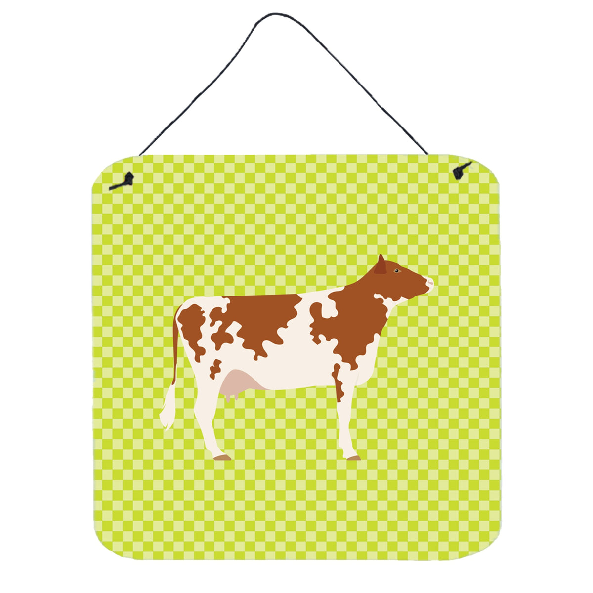 CarolineS Treasures Green Ayrshire Cow Metal Print, 6Hx6W