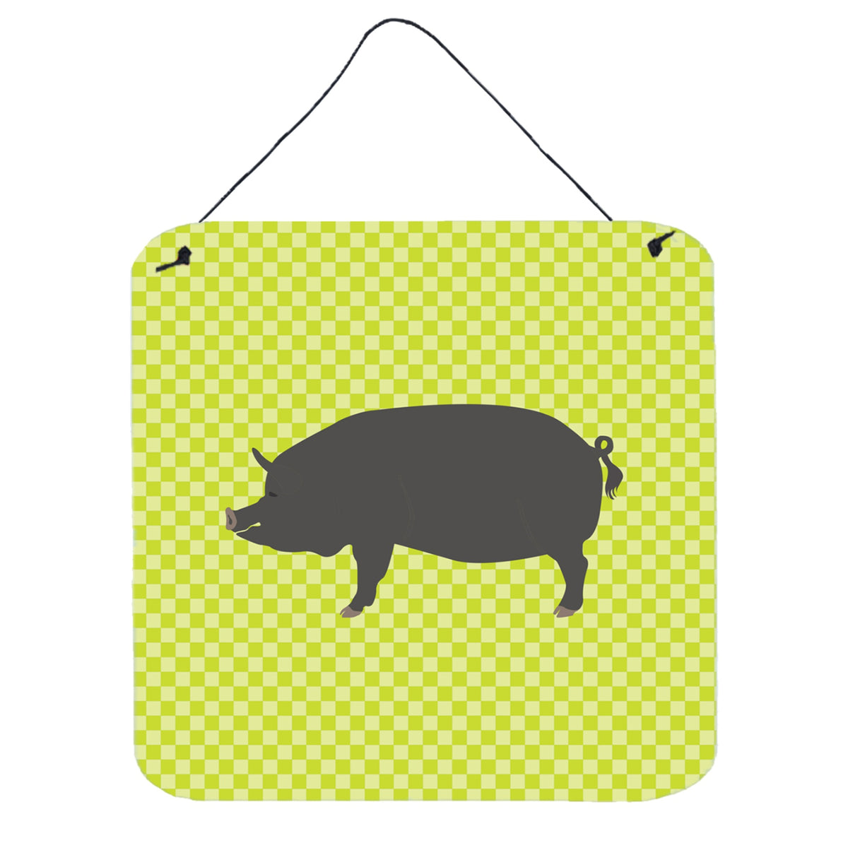 CarolineS Treasures Green Berkshire Pig Metal Print, 6 Inch  Inch  H X 6 Inch  Inch  W