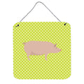 CarolineS Treasures Green English Large White Pig Metal Print, 6Hx6W