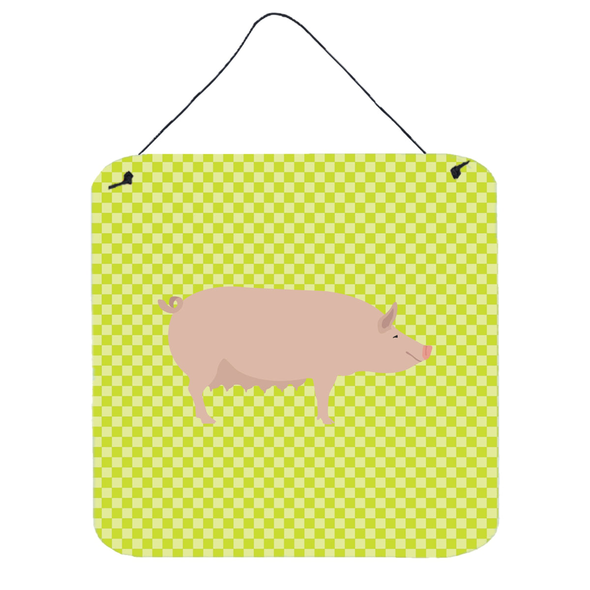 CarolineS Treasures Green English Large White Pig Metal Print, 6Hx6W
