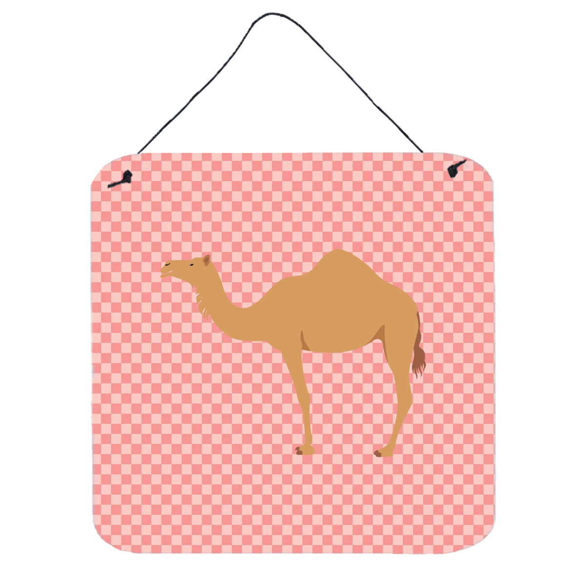 CarolineS Treasures Pink Arabian Camel Dromedary Check Metal Print, 6Hx6W