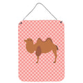 CarolineS Treasures Bactrian Camel Pink Check Metal Print, 16Hx12W, Multicolor