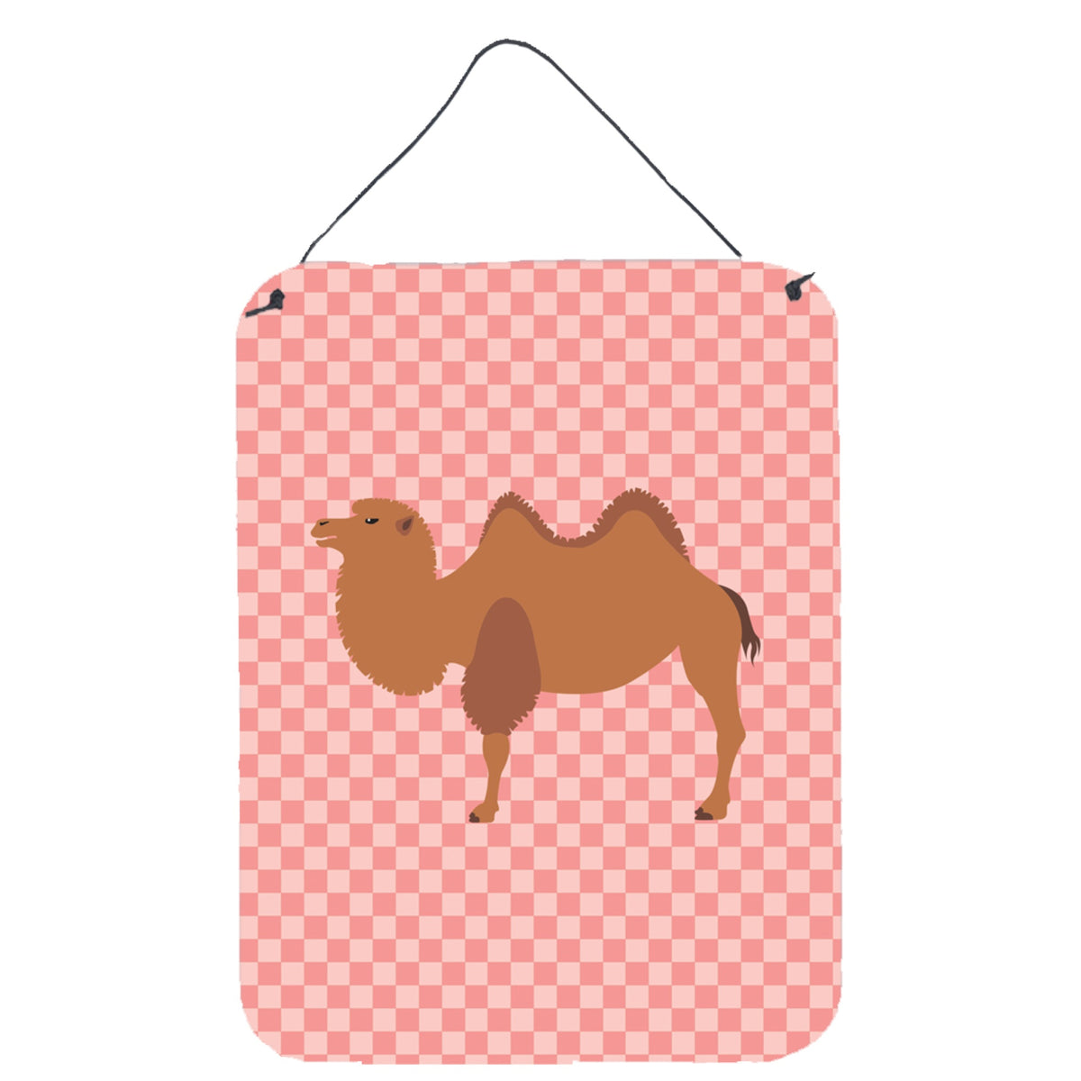 CarolineS Treasures Bactrian Camel Pink Check Metal Print, 16Hx12W, Multicolor