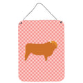 CarolineS Treasures Highland Cow Pink Check Metal Print, 16Hx12W, Multicolor