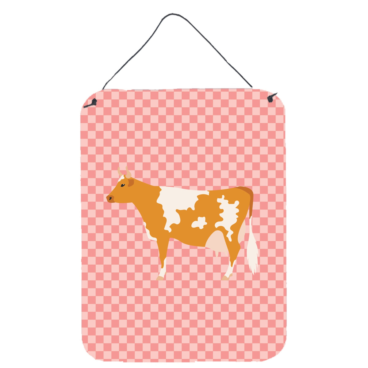 CarolineS Treasures Guernsey Cow Pink Check Metal Print, 16Hx12W, Multicolor