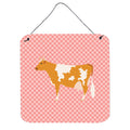CarolineS Treasures Pink Guernsey Cow Check Metal Print, 6Hx6W