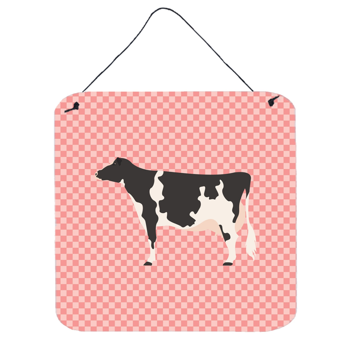 CarolineS Treasures Pink Holstein Cow Check Metal Print, 6Hx6W