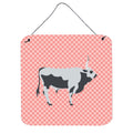 CarolineS Treasures Pink Hungarian Grey Steppe Cow Check Metal Print, 6Hx6W