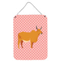 CarolineS Treasures Zebu Indicine Cow Pink Check Metal Print, 16Hx12W, Multicolor