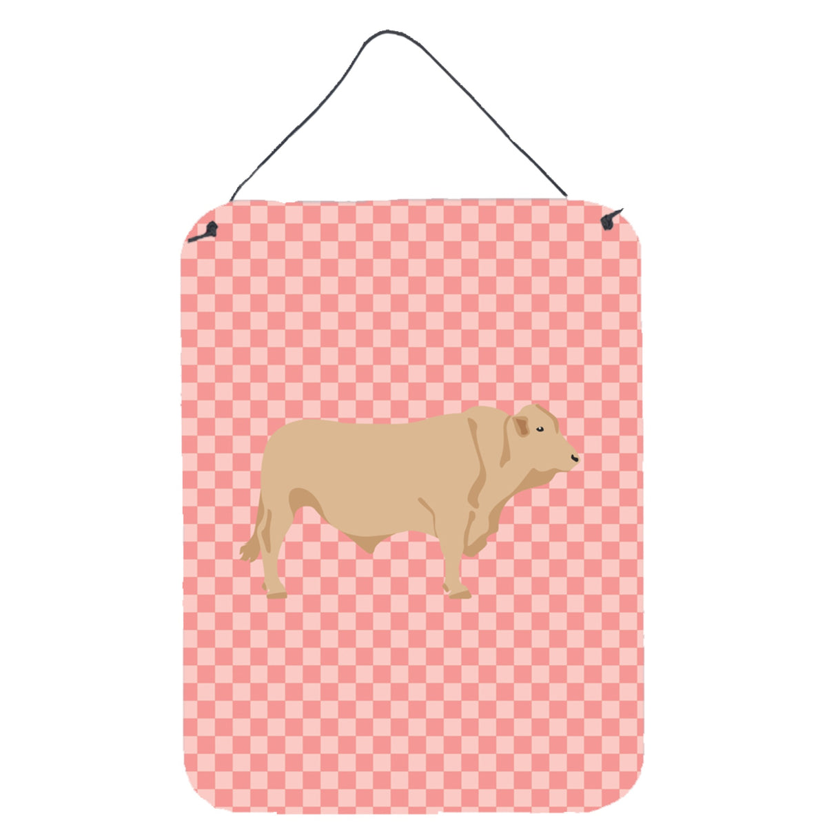 CarolineS Treasures Charolais Cow Pink Check Metal Print, 16Hx12W, Multicolor