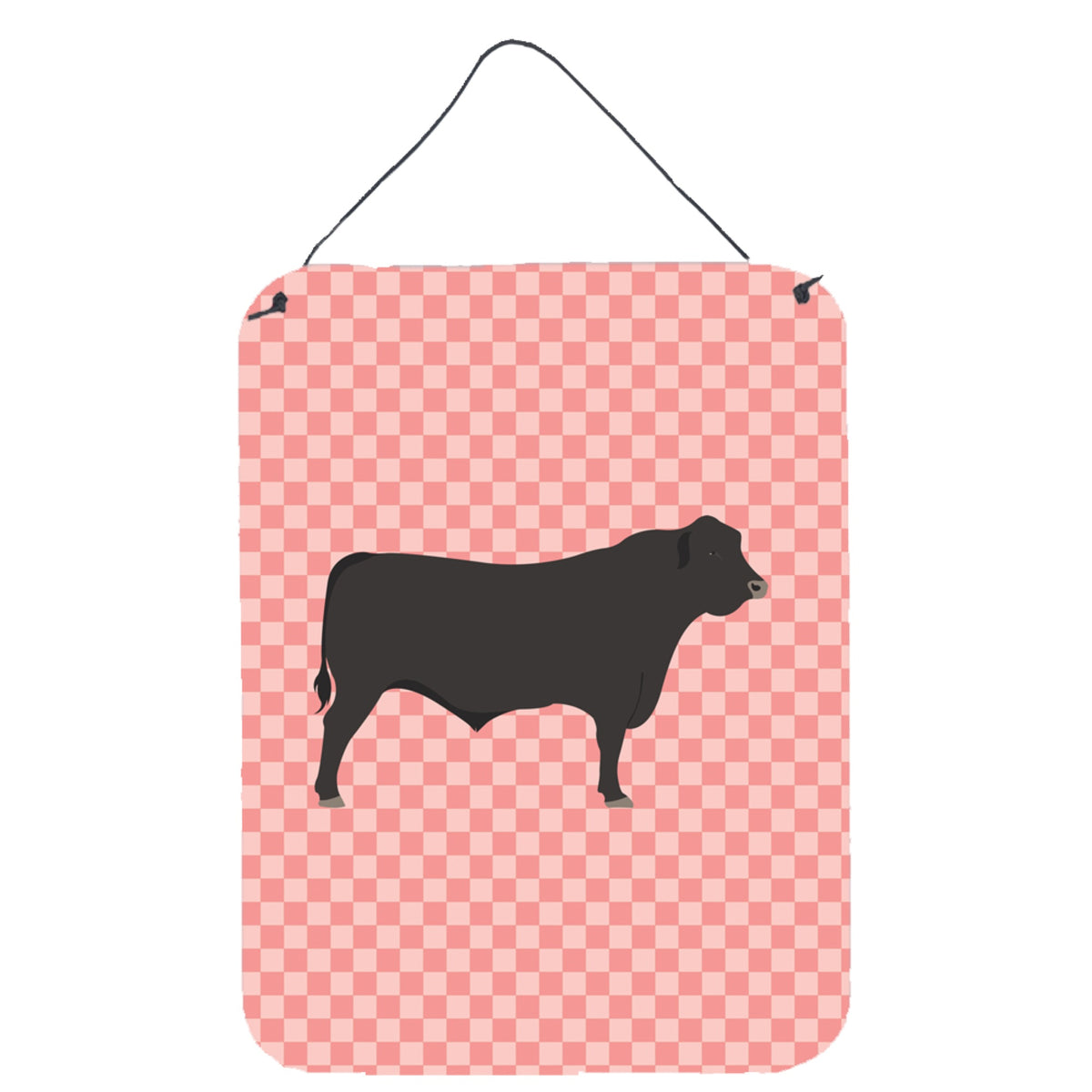CarolineS Treasures Black Angus Cow Pink Check Metal Print, 16Hx12W, Multicolor