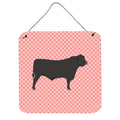 CarolineS Treasures Pink Black Angus Cow Check Metal Print, 6 Inch  Inch  H X 6 Inch  Inch  W