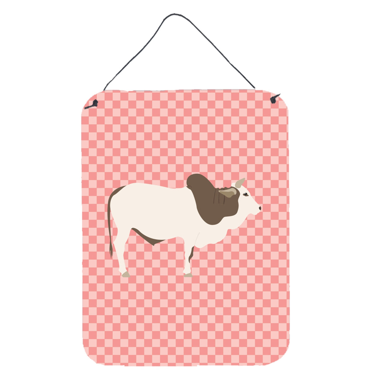 CarolineS Treasures Malvi Cow Pink Check Metal Print, 16Hx12W, Multicolor