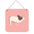 CarolineS Treasures Pink Malvi Cow Check Metal Print, 6 Inch  Inch  H X 6 Inch  Inch  W