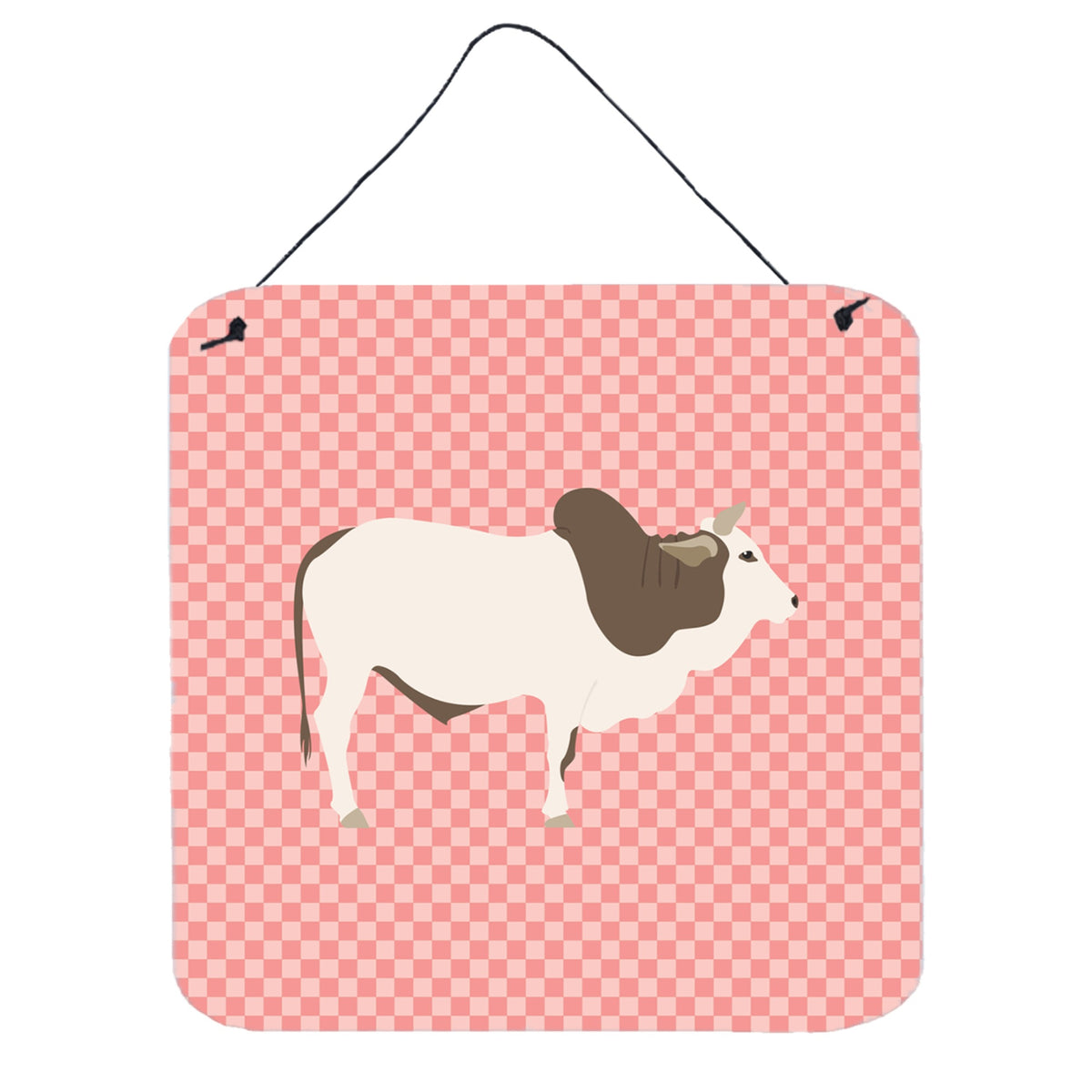 CarolineS Treasures Pink Malvi Cow Check Metal Print, 6 Inch  Inch  H X 6 Inch  Inch  W
