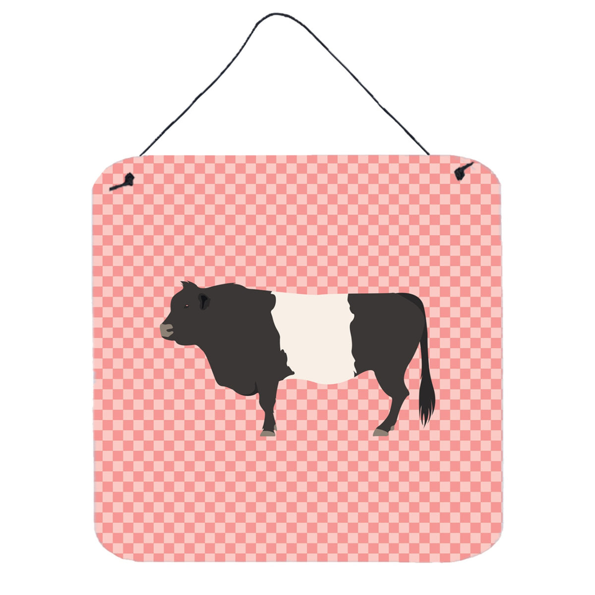 CarolineS Treasures Pink Belted Galloway Cow Check Metal Print, 6 Inch  Inch  H X 6 Inch  Inch  W