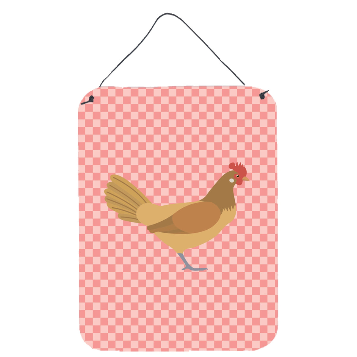 CarolineS Treasures Frisian Friesian Chicken Pink Check Metal Print, 16Hx12W, Multicolor