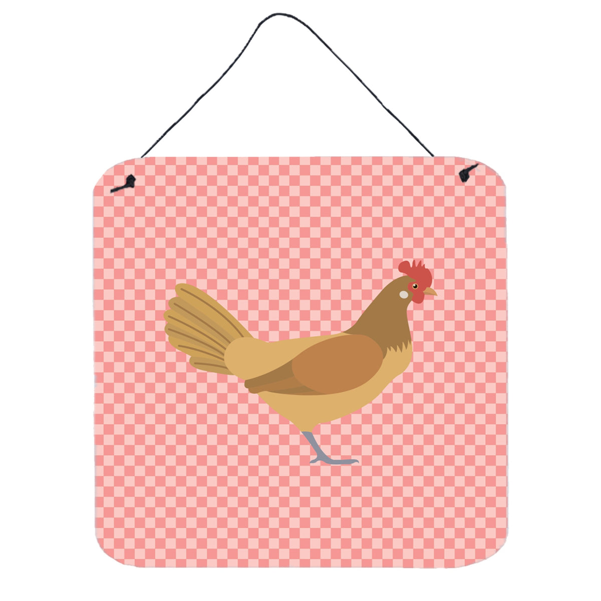 CarolineS Treasures Pink Frisian Friesian Chicken Check Metal Print, 6 Inch  Inch  H X 6 Inch  Inch  W