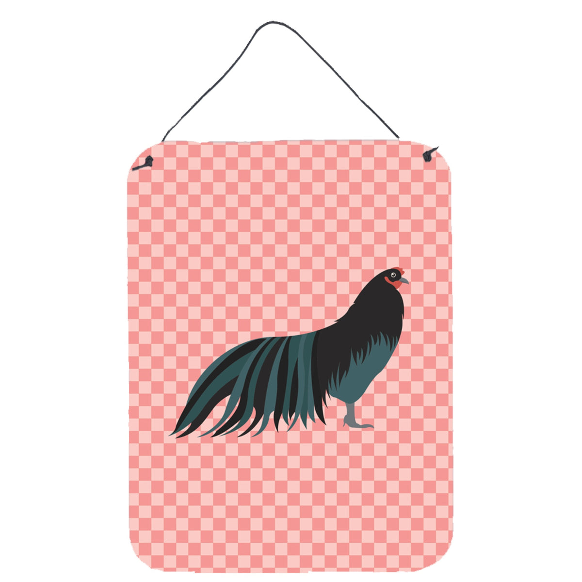 CarolineS Treasures Sumatra Chicken Pink Check Metal Print, 16Hx12W, Multicolor