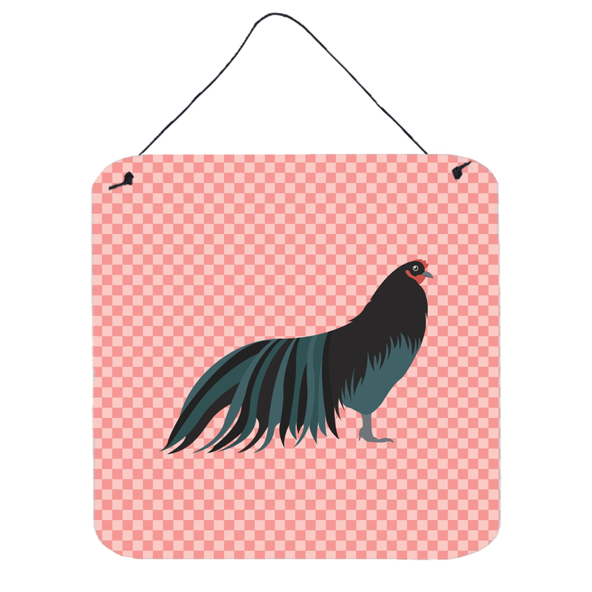 CarolineS Treasures Pink Sumatra Chicken Check Metal Print, 6Hx6W