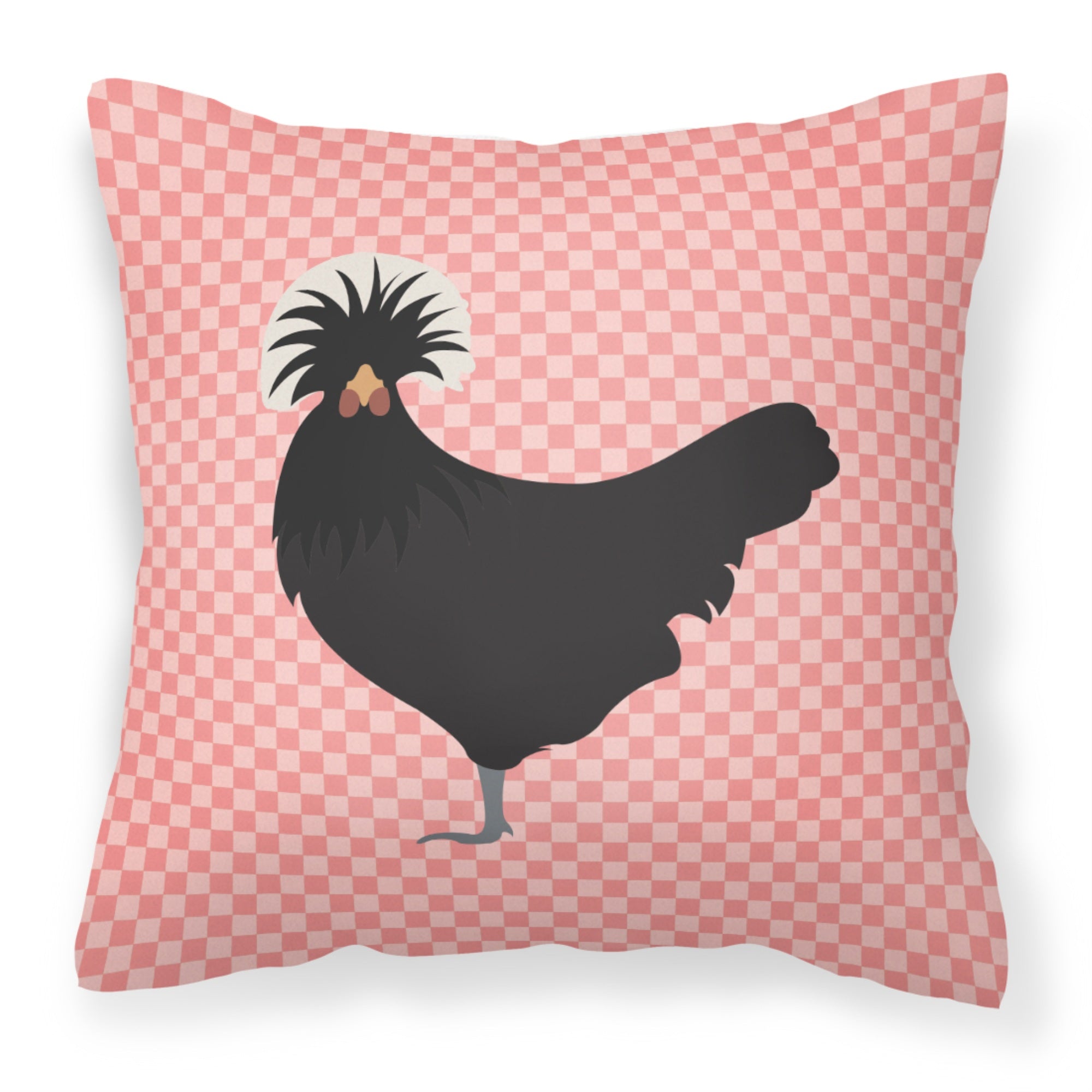 'Caroline'S Treasures Bb7834Pw1414 Polish Poland Chicken Pink Check Outdoor Canvas Fabric Decorative Pillow, 14'' X 3'' X 1