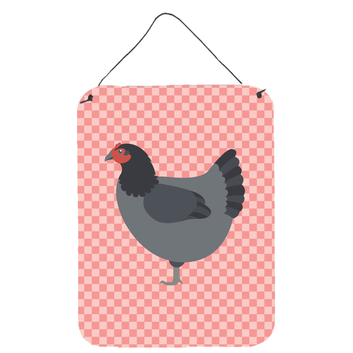 CarolineS Treasures Jersey Giant Chicken Pink Check Metal Print, 16Hx12W, Multicolor