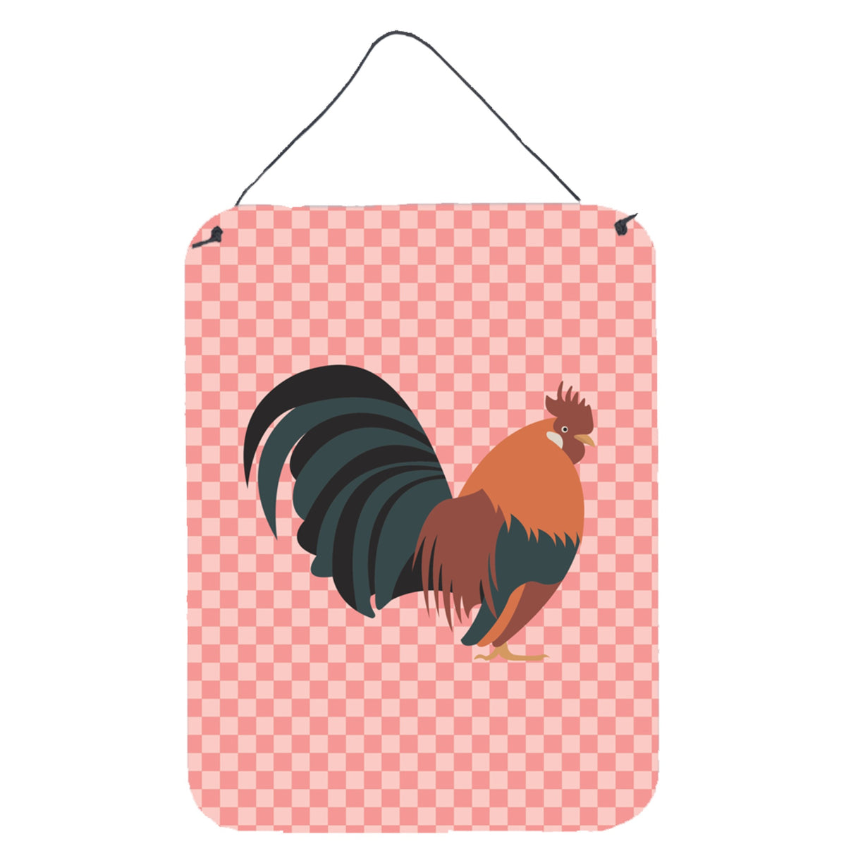 CarolineS Treasures Dutch Bantam Chicken Pink Check Metal Print, 16Hx12W, Multicolor