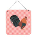 CarolineS Treasures Pink Dutch Bantam Chicken Check Metal Print, 6Hx6W