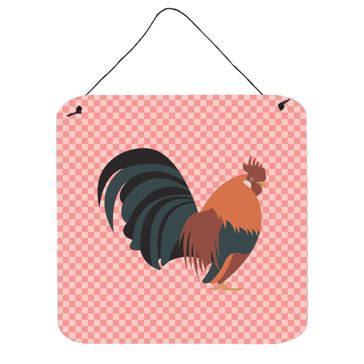 CarolineS Treasures Pink Dutch Bantam Chicken Check Metal Print, 6Hx6W