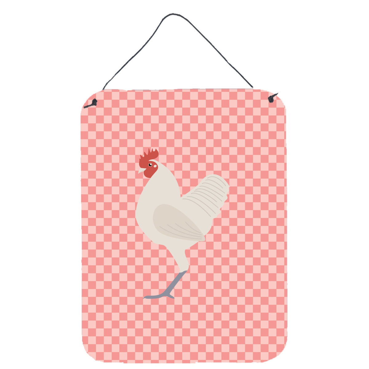 CarolineS Treasures German Langshan Chicken Pink Check Metal Print, 16Hx12W, Multicolor