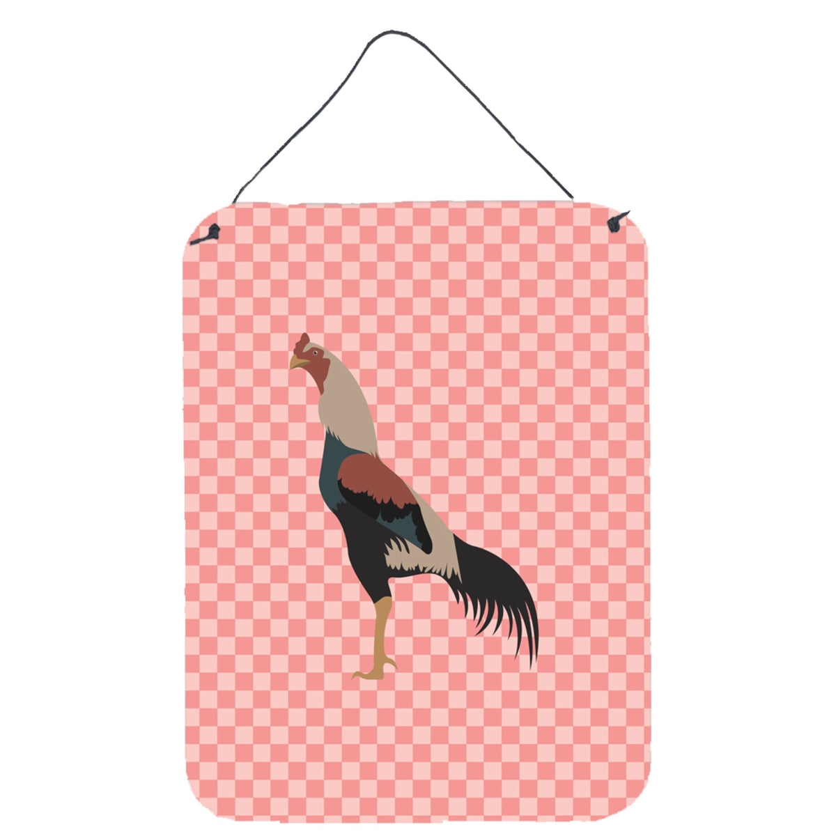 CarolineS Treasures Kulang Chicken Pink Check Metal Print, 16Hx12W, Multicolor