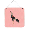 CarolineS Treasures Pink Kulang Chicken Check Metal Print, 6Hx6W