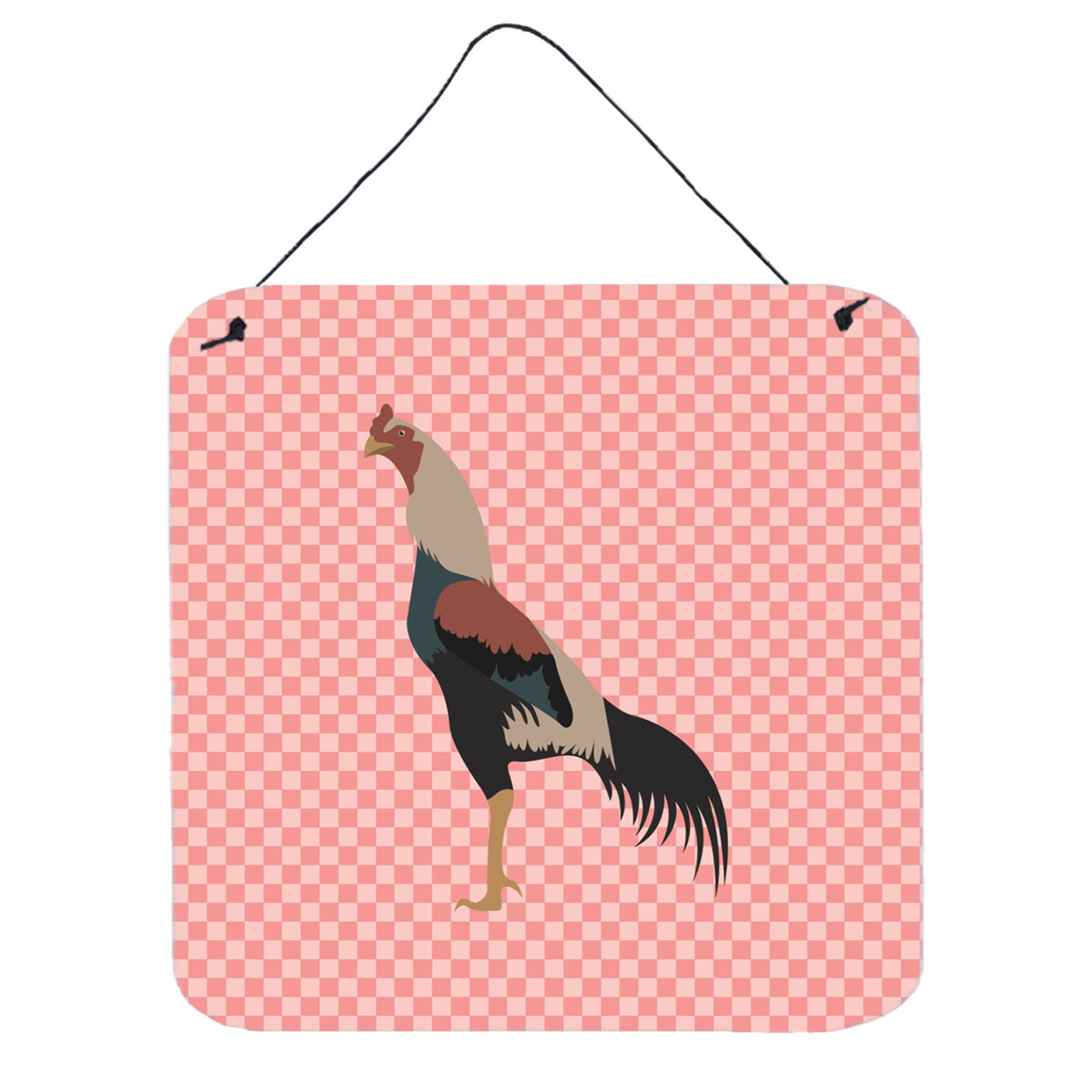 CarolineS Treasures Pink Kulang Chicken Check Metal Print, 6Hx6W