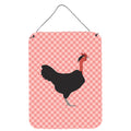 CarolineS Treasures Naked Neck Chicken Pink Check Metal Print, 16Hx12W, Multicolor