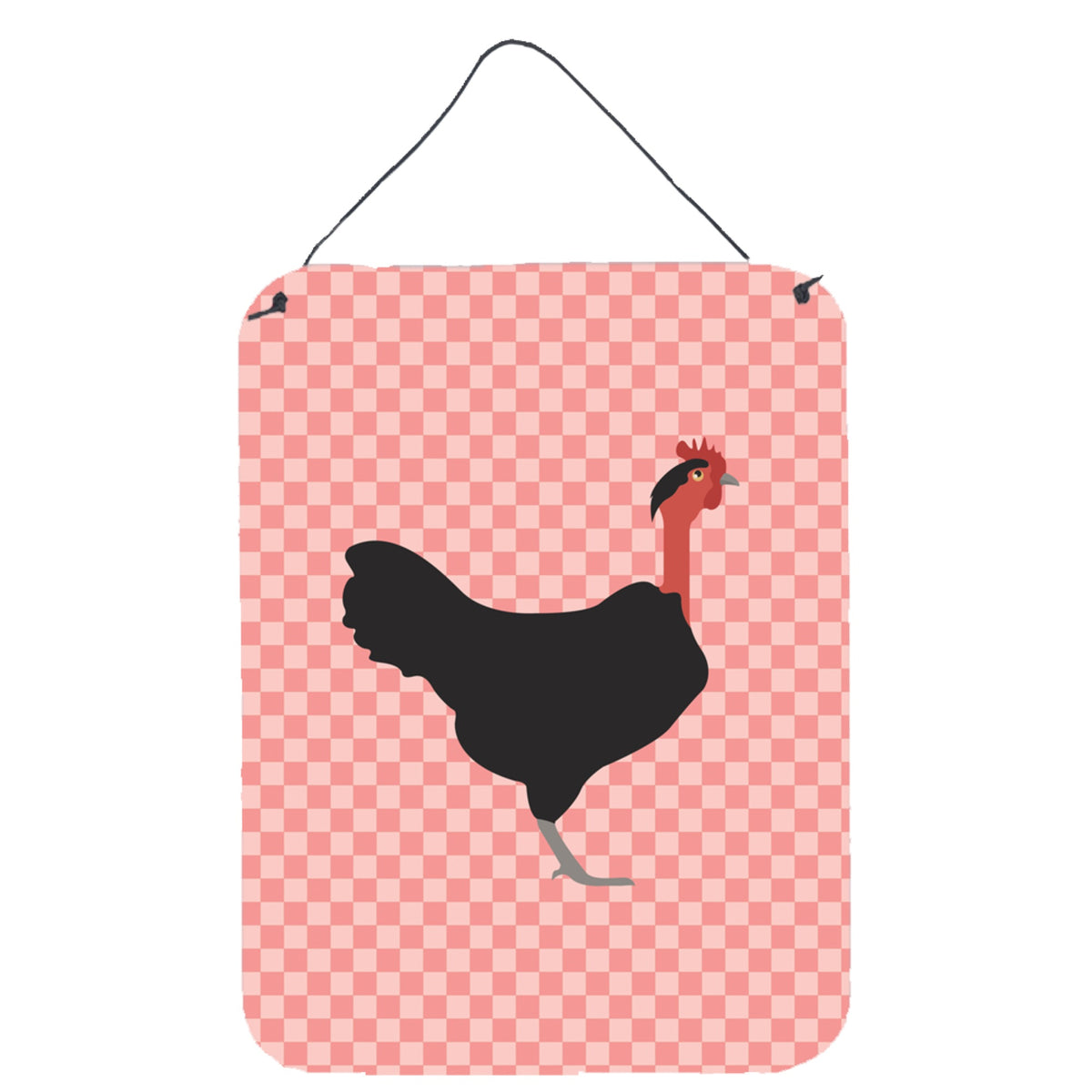CarolineS Treasures Naked Neck Chicken Pink Check Metal Print, 16Hx12W, Multicolor