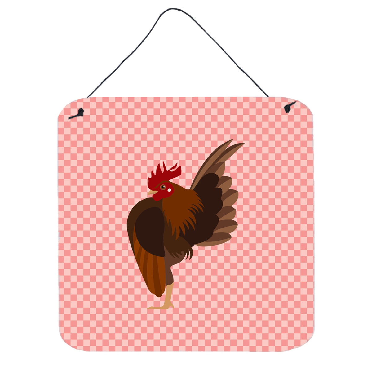 CarolineS Treasures Pink Malaysian Serama Chicken Check Metal Print, 6Hx6W