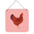 CarolineS Treasures Pink New Hampshire Red Chicken Check Metal Print, 6Hx6W