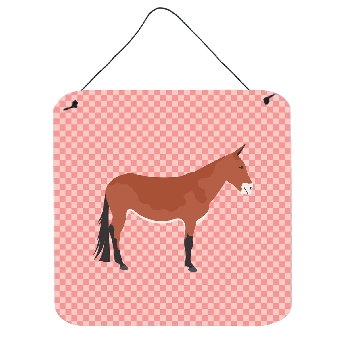 CarolineS Treasures Pink Mule Check Metal Print, 6Hx6W